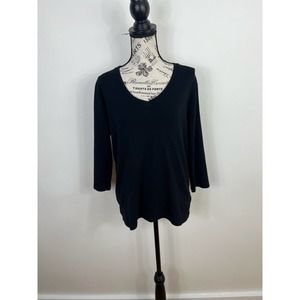 St. John's Bay Classic Tee Basic Black Long sleeve V-neck Top